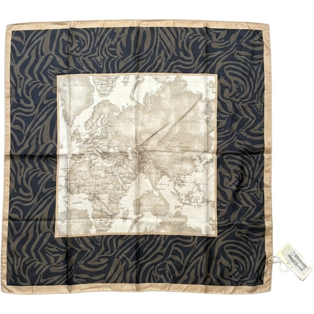 Alviero Martini Foulard Silk Scarf NWT Map‎ Print